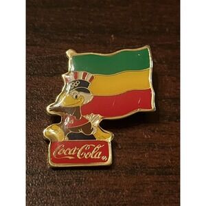 Vintage 1984 Los Angeles Olympics Coca Cola Sam Eagle‎ Ethiopia Flag Lapel Pin
